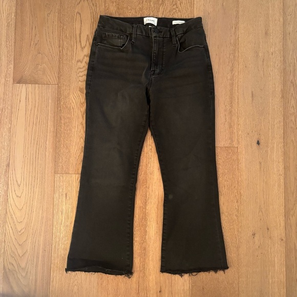 Frame Le Crop Mini Boot Jeans Black Denim Women’s 29 high rise - Picture 2 of 7